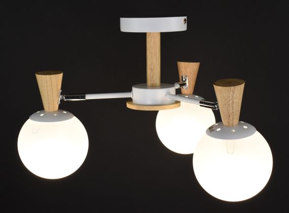 Люстра стельова на 3 лампочки 27292 Білий 28х46х46 см. | Зображення 6