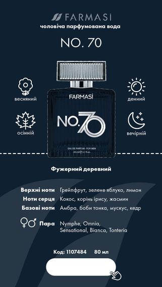 Тестер чоловічої парфумованої води Farmasi No. 70 1,4 мл | Зображення 4