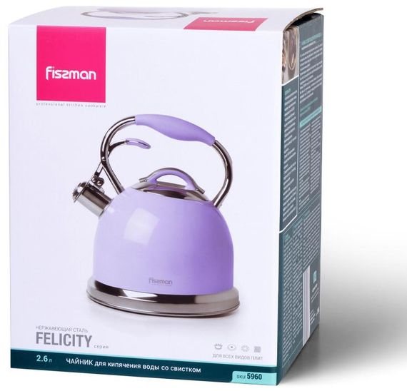 Чайник Fissman Felicity 2.6л з нержавіючої сталі, зі свистком, бузковий | Зображення 2