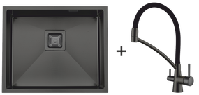 Мийка Quadro 53 Celldecor Nano Graphite + Змішувач FKM 3110 Black Steel 8213.401.0051