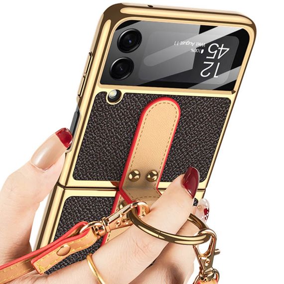 Шкіряний чохол GKK with ring and strap для Samsung Galaxy Z Flip4 | Зображення 2