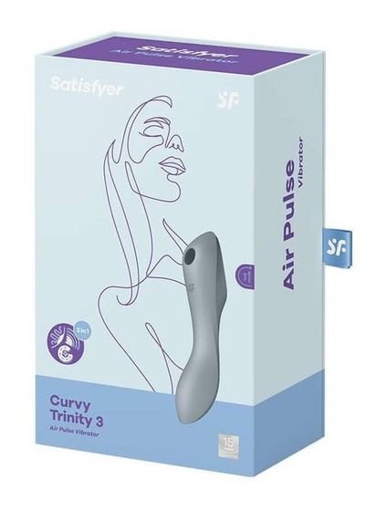 Вакуумный стимулятор клитора для женщин с вибрацией Satisfyer Curvy Trinity 3 серый Sex Aura