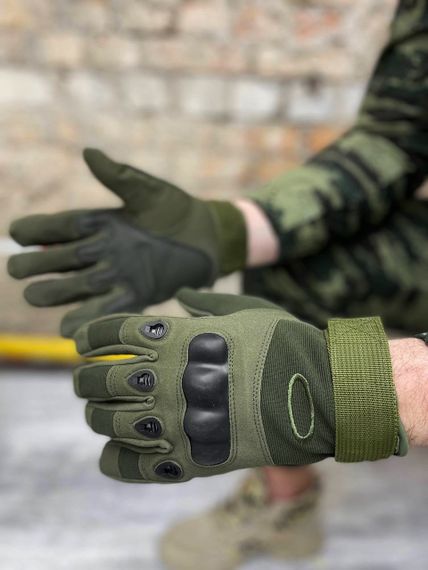 Перчатки тактические олива с прорезиновыми вставками