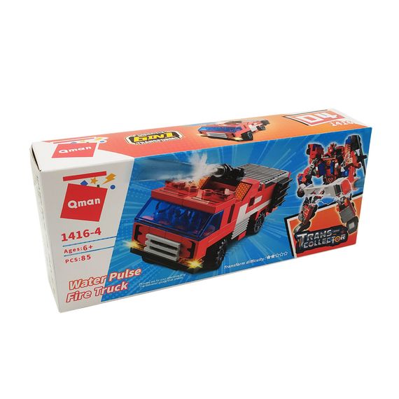 Дитячий Конструктор Qman 1416-1-6 транспорт, 88 дет  Water Pulse Fire Truck