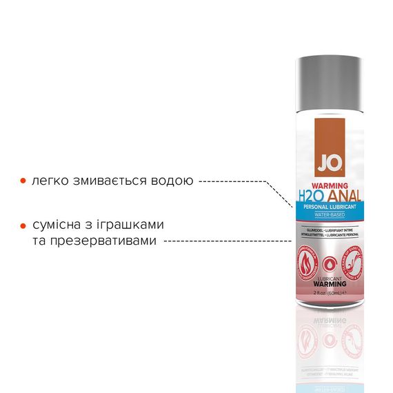 Анальная смазка JO ANAL H2O — WARMING (60 мл) разогревающая, на водной основе | Зображення 2