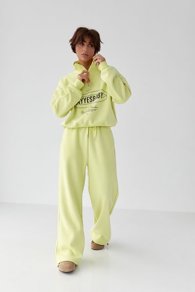 Теплий спортивний костюм із принтом - лимонний цвет, L/XL (є розміри)