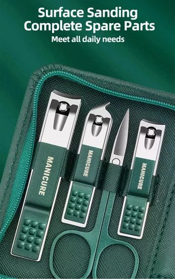 Маникюрный набор AND ES-09A 9 предметов • Маникюрно-педикюрный набор 9PCS Nail Clipper из нержавеющей стали в дорожном футляре | Зображення 5