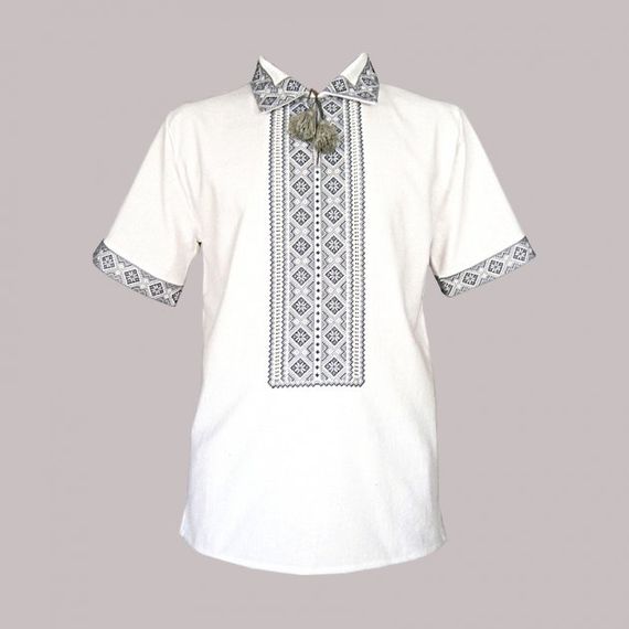 Рубашка Украинская вышиванка 607 цвет белый размер M/L