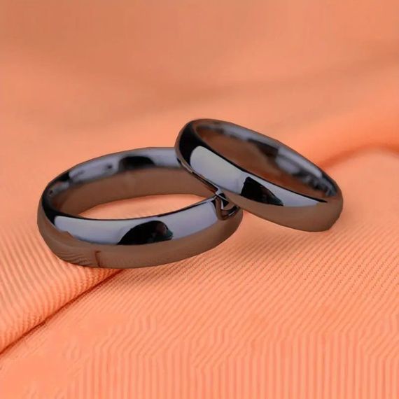 Классическое обручальное кольцо титановая сталь Liresmina Jewelry 4мм черное размер 15.5 | Зображення 3
