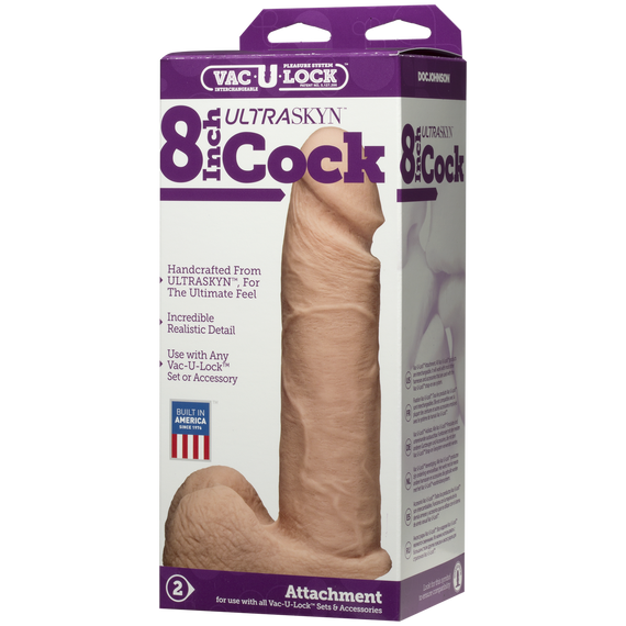 Фалоімітатор Doc Johnson Vac-U-Lock - 8 Inch ULTRASKYN Cock White (м'яте паковання!!!) Sex Aura | Зображення 4