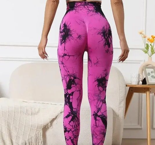 Леггинсы женские спортивные с пуш-ап Tie Dye 18705 L розовый мрамор | Зображення 1