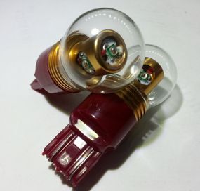 Світлодіодна Автолампа 7443 W21 / 5W (T20), 20W RED (380Lm) (CREE LED) двоконтактна червона