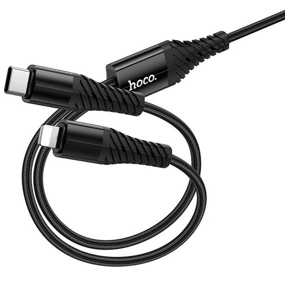 Дата кабель Hoco X123 Victory 2in1 Type-C to Lightning/Type-C 3A (1m) Black | Зображення 4