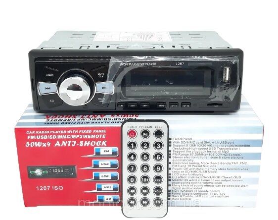 Автомагнитола 1287 USB 2.0 порт microSD слот 1DIN черный (lp-90997_462) | Зображення 2