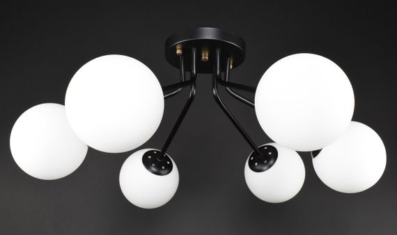 Люстра стельова на 6 лампочок 27448 Чорний 33х75х75 см.