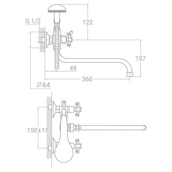 Змішувач для ванни TAU VN-5C460C (9885220) | Зображення 1