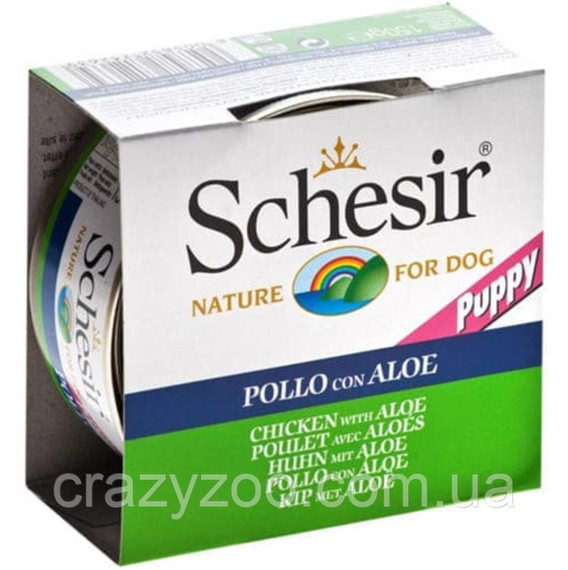 Влажный корм для щенов Schesir Chicken Aloe Puppy курица с алоэ 150 г 712639