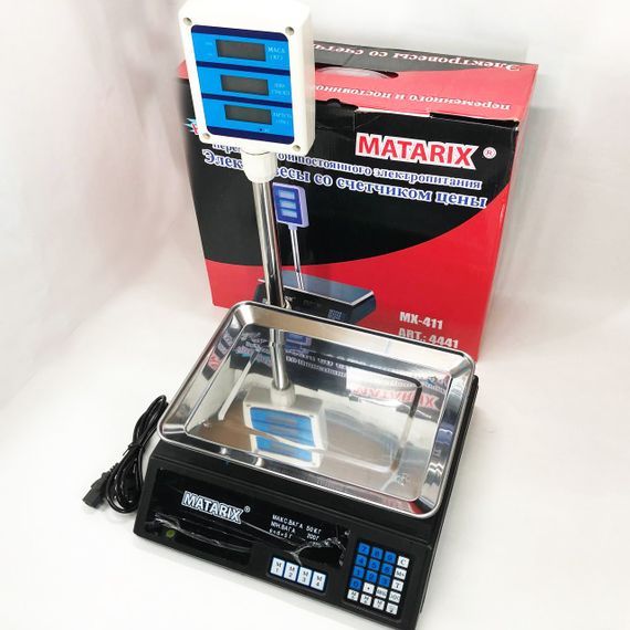 Ваги товарні Matarix MX-411+ на 50 кг, Ваги торговельні з табло, Ваги торговельні настільні зі стійкою | Зображення 9