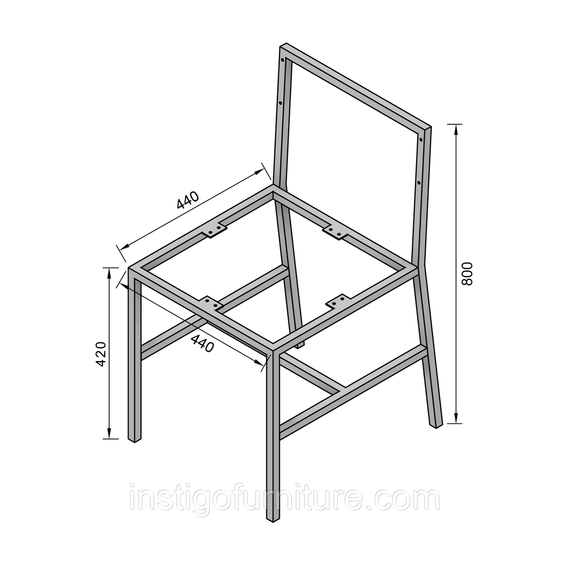 Каркас для стула из металла 440×440mm, H=800mm Белый | Зображення 2