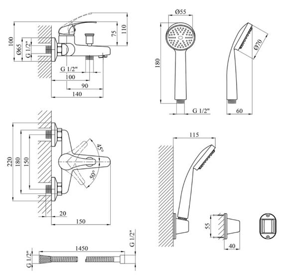 Змішувач для ванни Agua Leon-C060 (CV014928) | Зображення 1