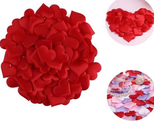 Декор , прикраси- Шовкові  серця  Колір червоний  ( 100 шт) Новинка 2025 ! | Зображення 1