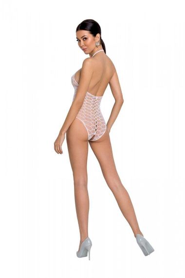 Бодистокинг в крупную сетку Passion BS087 white, открытая спина, халтер, с доступом Sex Aura | Зображення 2