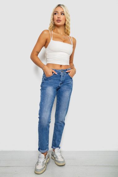 Джинси жіночі однотонні Straight fit, колір синій, 244RQ6169 | Зображення 1