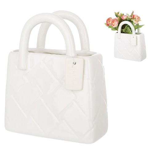 Ваза керамічна Сумочка 15.5*7*18см, колір - білий