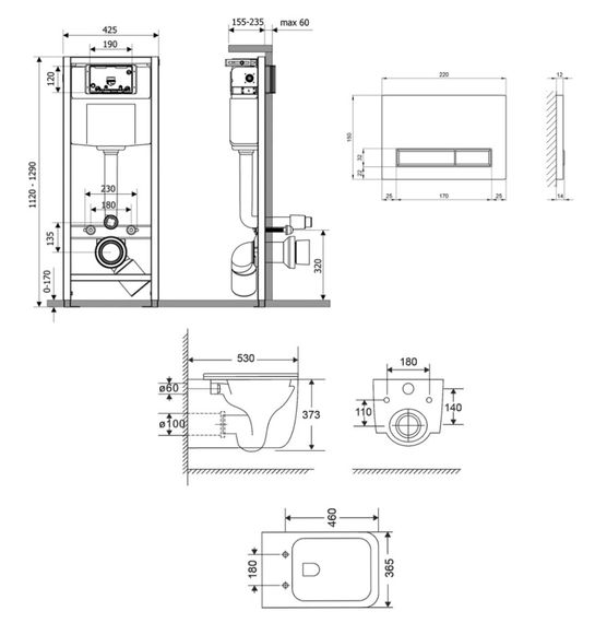 Набір Qtap Nest 4 в 1 підвісний унітаз Gemini Ultra Quiet 530х365х373 + комплект інсталяції QT2533076EUQW46163 | Зображення 1