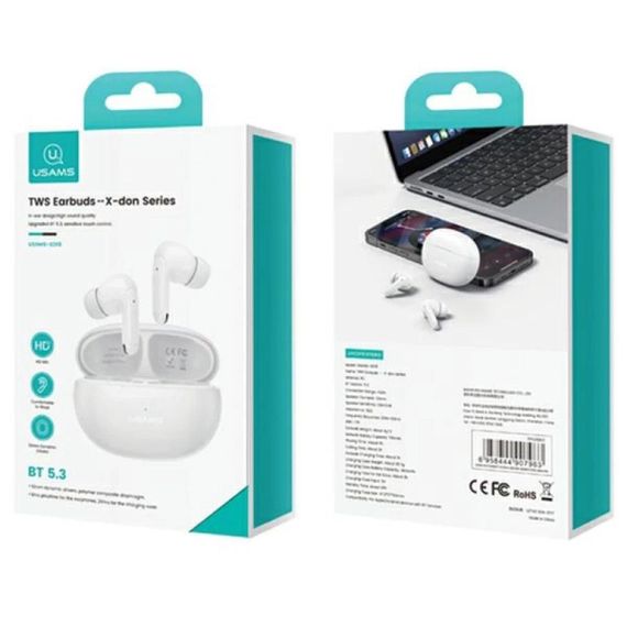 Бездротові навушники Usams USAMS-XD18 TWS Earbuds --X-don Series BT5.3 white | Зображення 6