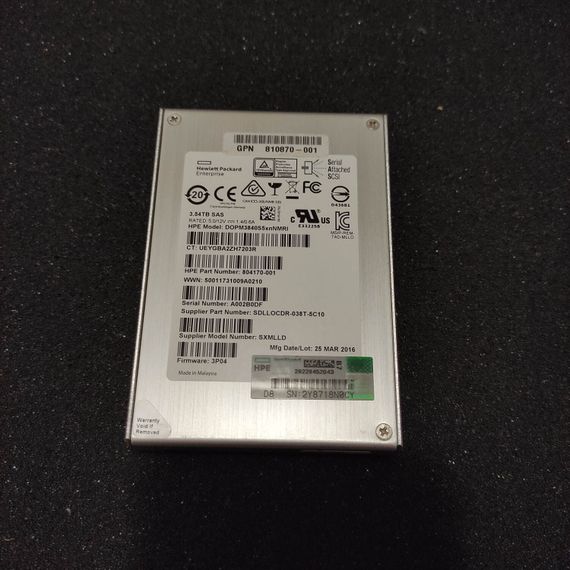 Твердотельный накопитель SSD Hewlett Packard Enterprise DOPM3840S5xnNMRI / 2.5" / 3840 GB / SAS / eMLC б/у | Зображення 6