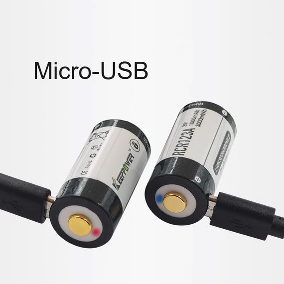 Акумулятор KEEPPOWER RCR123A 3,0В 1000 mAh с micro USB | Зображення 1