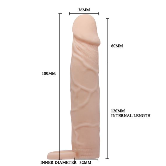 Насадка на пеніс Pretty Love Penis Sleeve, тілесна, 18 см | Зображення 8