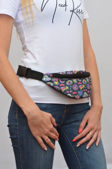 Сумка поясная бананка 4Profi Мини с принтом Стикеры  с одним отделением 20340 | Зображення 4