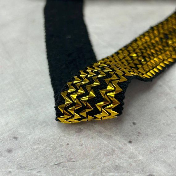 Декоративна тасьма-гумка "Фольга" 2,5 см - золота | Зображення 2