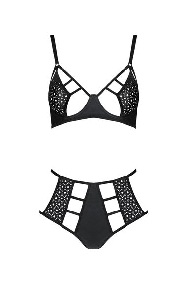 Комплект білизни Passion TASMINA SET L/XL black, ліф, високі трусики з корсетом ззаду | Зображення 2