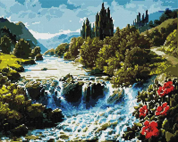 Алмазная мозаика Красивый водопад 40х50 см ColorArt SP081 | Зображення 1
