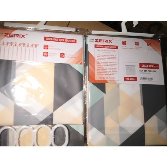 Шторка для ванної ZERIX SCP-007-180x200 з PEVA (поліетиленвінілацетату) (Візерунок "Ромби") (ZX6080) | Зображення 3