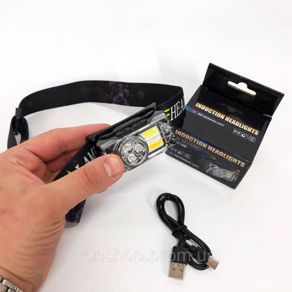 Мощный налобный LED фонарь, Фонарик на лоб, Головной фонарь с зарядным устройством UZ-35 | Зображення 3