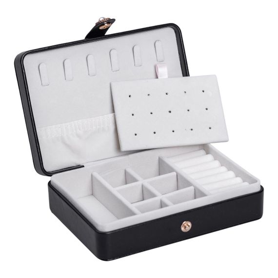 Шкатулка для украшений из эко кожи 16×11×4.7 см органайзер для ювелирных изделий HP-5-30B | Зображення 1