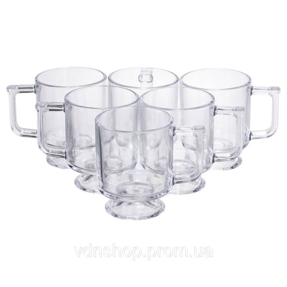 Набір чашок 6 шт для чаю та кави Goblet по 300 (мл) кружки скляні Прозорий HP-19-L6