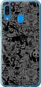 Чохол на Samsung Galaxy A20 2019 A205F Чорно-сірий стикер бомбінг із силікону FCh_047902