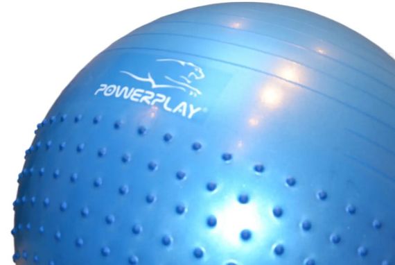 М'яч для фітнесу (фітбол) напівмасажний PowerPlay 4003 Ø65 cm Gymball Синій + помпа (PP_4003_65_Blue) | Зображення 7