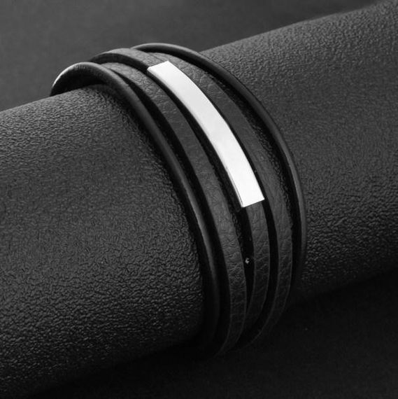 Чоловічий шкіряний браслет Primo Jewelry Punk з магнітною застібкою - Silver | Зображення 3