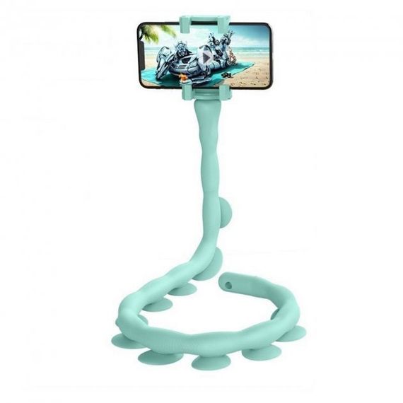 Гнучкий тримач для телефону з універсальними присосками Cute Worm Lazy Holder. Колір блакитний BQ-63 | Зображення 2