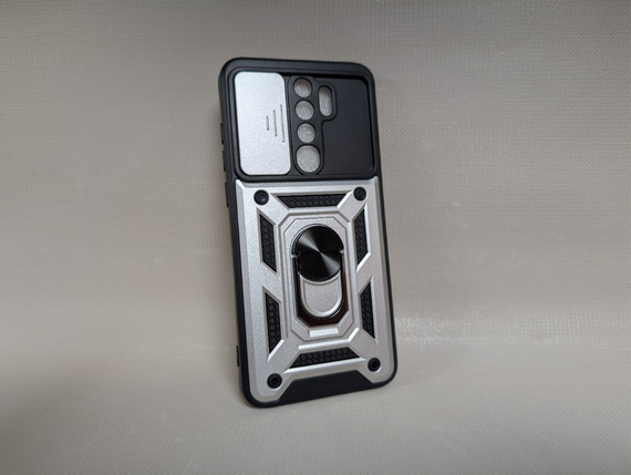 Чохол для Xiaomi Redmi Note 8 Pro / Ксіомі Редмі Ноут 8 Про, протиударний, з кільцем-тримачем, шторка камери, чорний