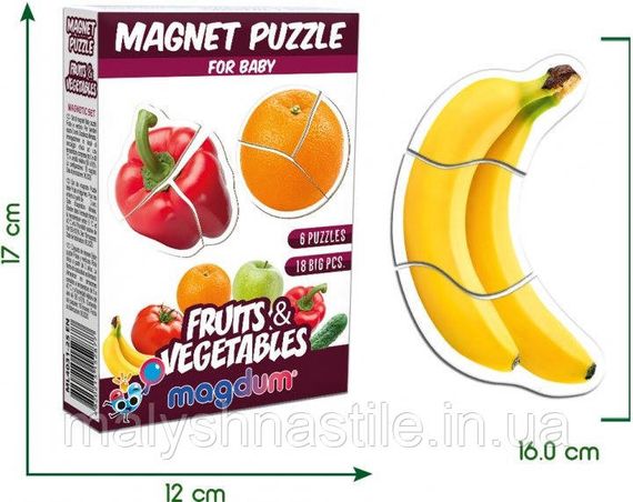 Набір магнітів Magdum Baby puzzle "Фрукти і овочі" ML4031-25 EN | Зображення 1