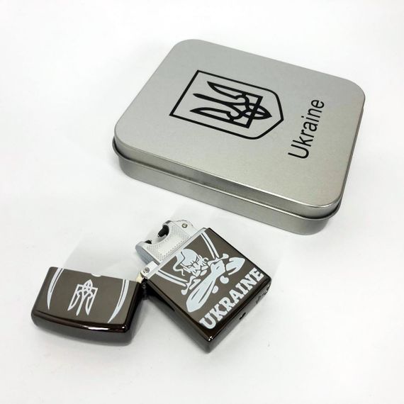 Дугова електроімпульсна запальничка USB Україна (металева коробка) HL-449. Колір: чорний | Зображення 9