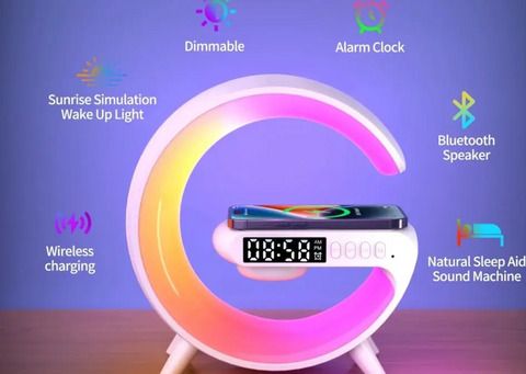 Настольная смарт-лампа с беспроводной зарядкой и динамиком Smart Light Sound Machine G63 | Зображення 3