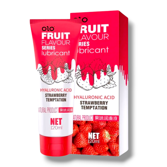 Лубрикант OLO Fruit flavour Strawberry temptation, зі смаком полуниці, водна основа 120мл Sex Aura | Зображення 1